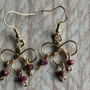 Artisan made Boho Natural Garnet Dangle Earrings